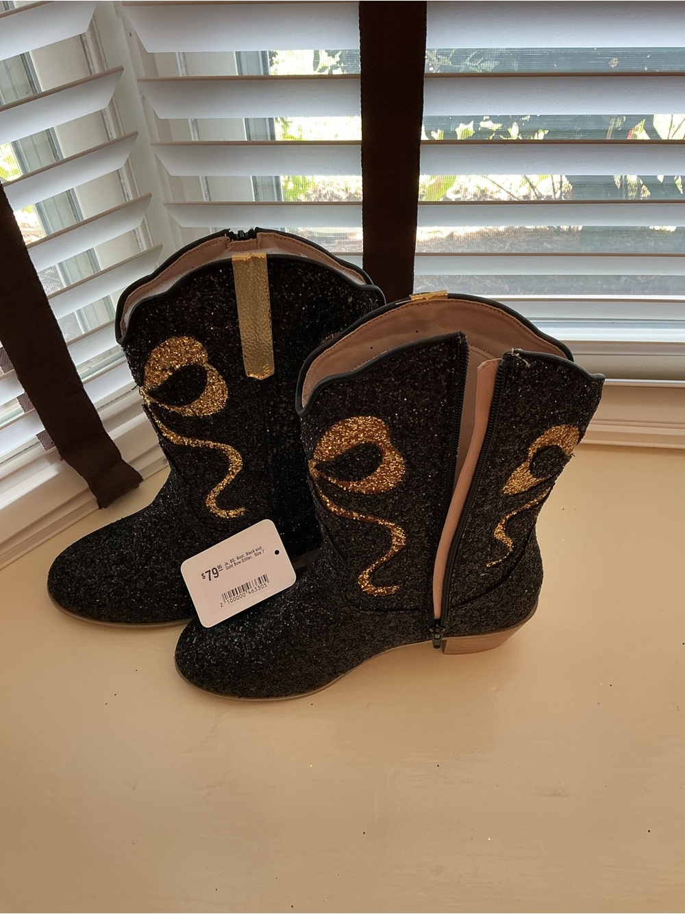 Women's Glitter Western Boots - Black & Gold